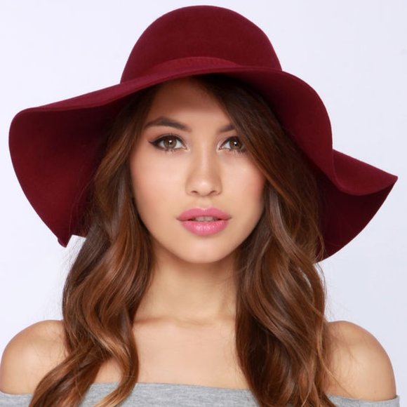 🆕️  Ana & Ava Boho Chic Wool Floppy Hat Burgundy - Picture 9 of 10